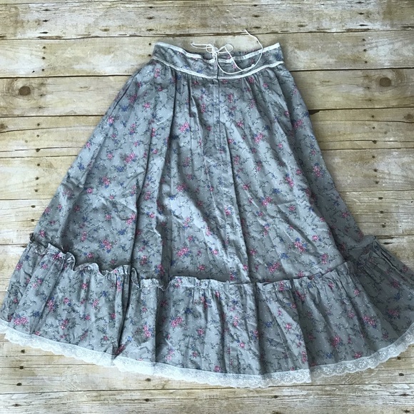 Gunne Sax 1970s Romantic Floral Corset Skirt 9 - Picture 7 of 13